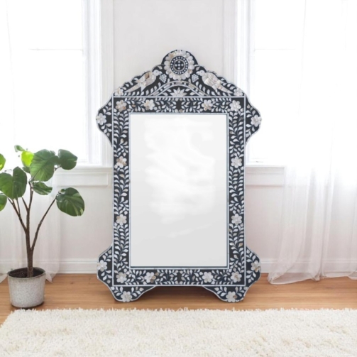 mother-of-pearl-inlay-floral-bird-mirror-black