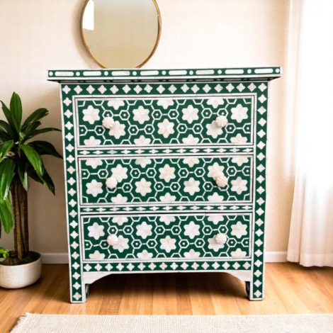 bone-inlay-flower-3-drawer-bedside-table-green