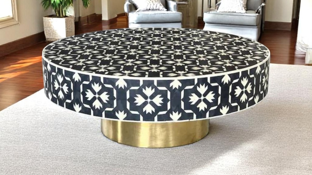 Bone Inlay Round Coffee Table