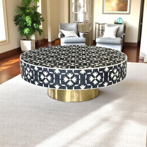 Bone Inlay Round Coffee Table