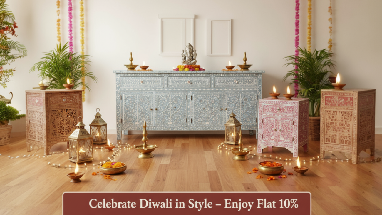 Celebrate Diwali with Flat 10% OFF on Inlay Furniture by The Lakecity Inlay