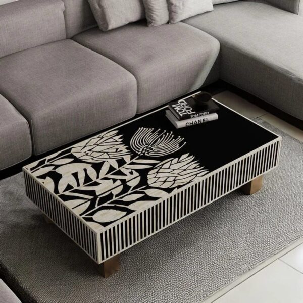Alia Bone Inlay Tulip Coffee Table Black 2